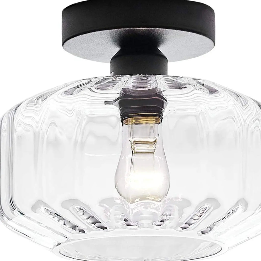 Plafonnier semi-encastré industriel en verre transparent pour couloir