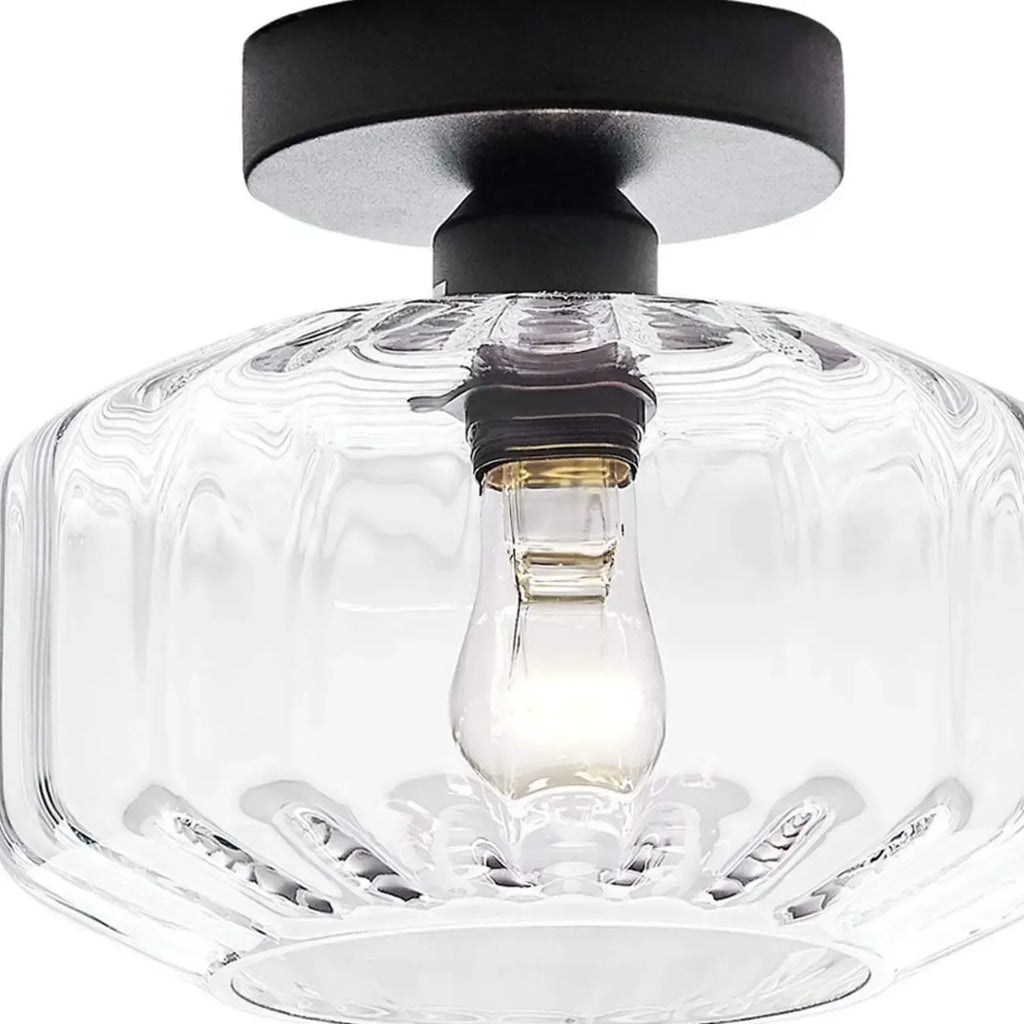 Plafonnier semi-encastré industriel en verre transparent pour couloir