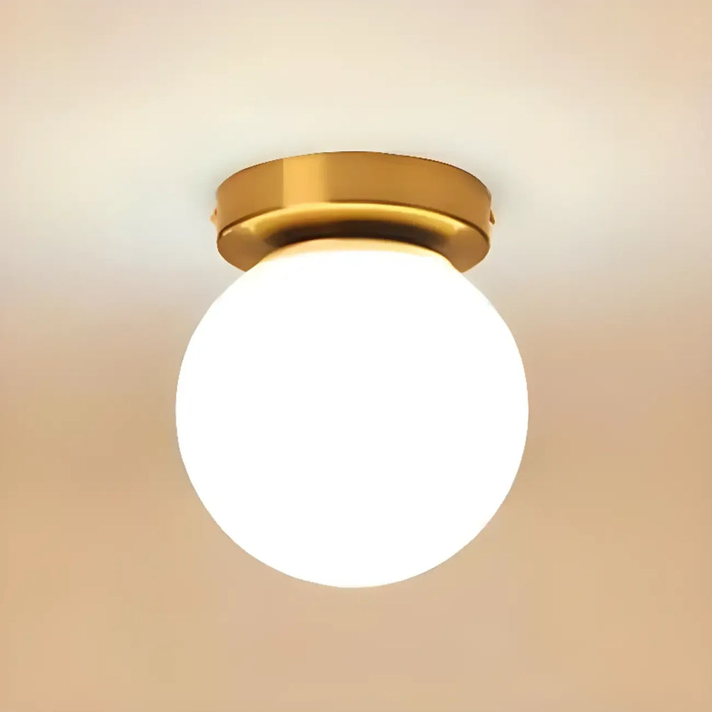 Plafonnier semi-encastré minimaliste en verre et métal, globe.