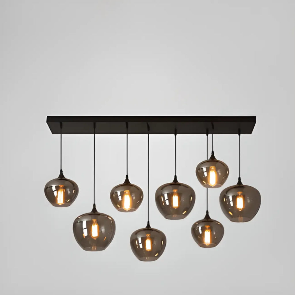 Suspension moderne en verre gris pour îlot de cuisine