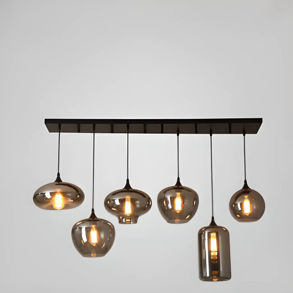 Suspension moderne en verre gris pour îlot de cuisine