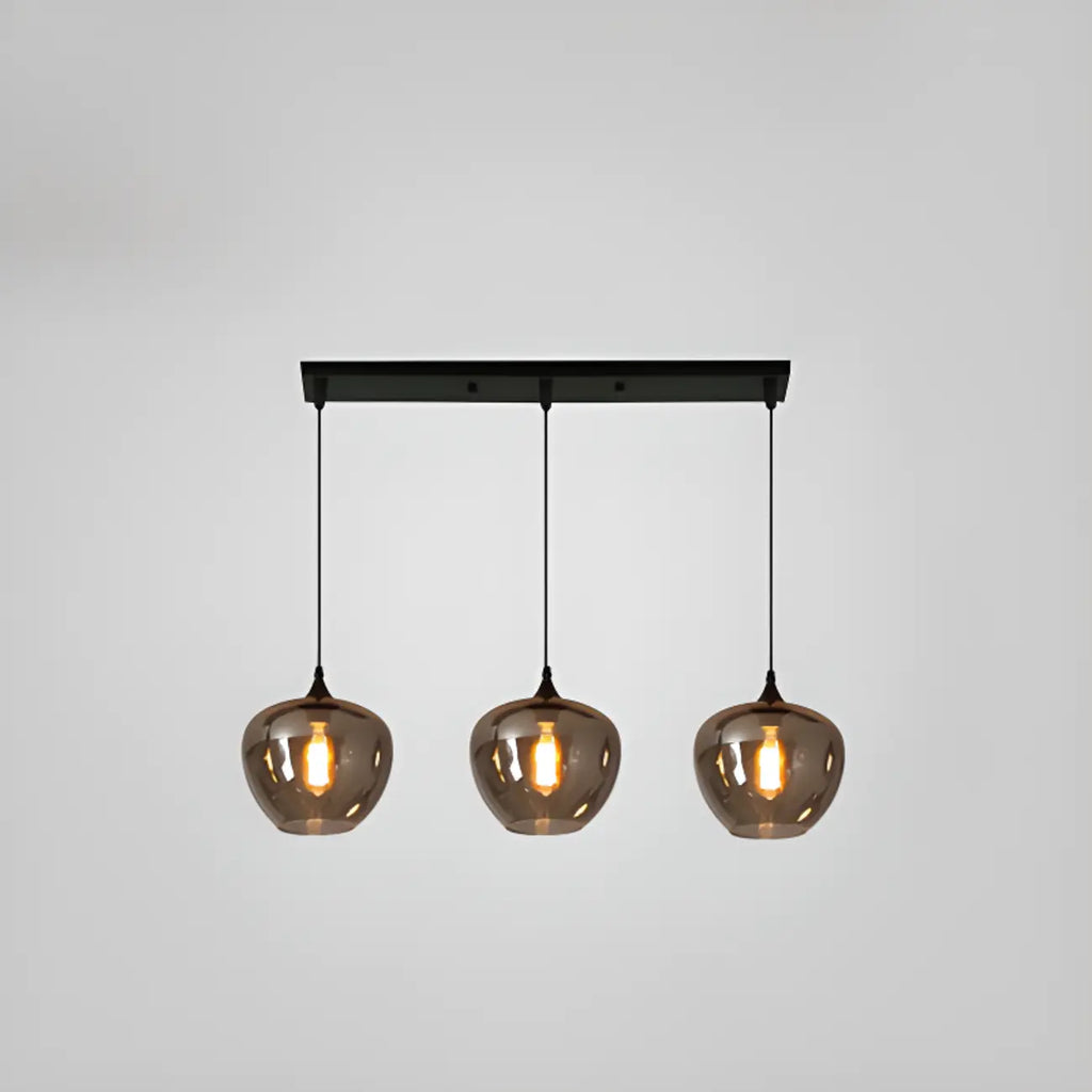 Suspension moderne en verre gris pour îlot de cuisine