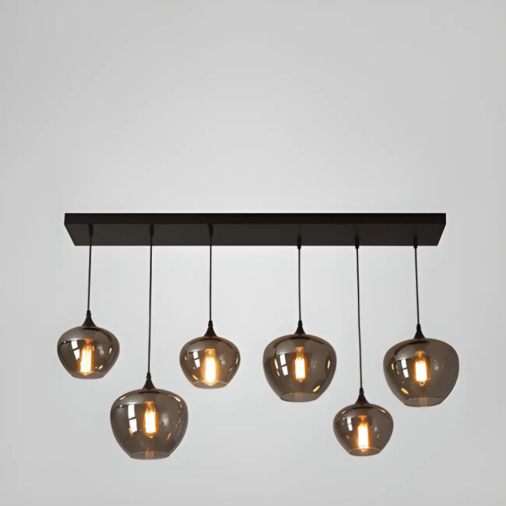 Suspension moderne en verre gris pour îlot de cuisine