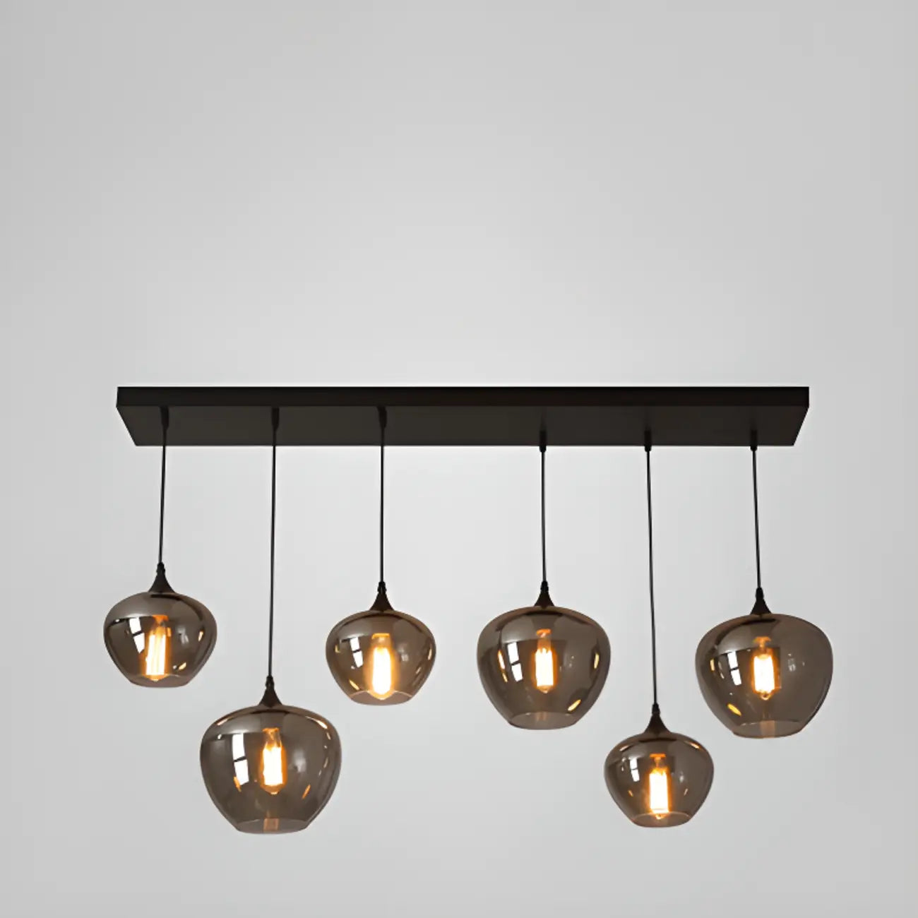 Suspension moderne en verre gris pour îlot de cuisine