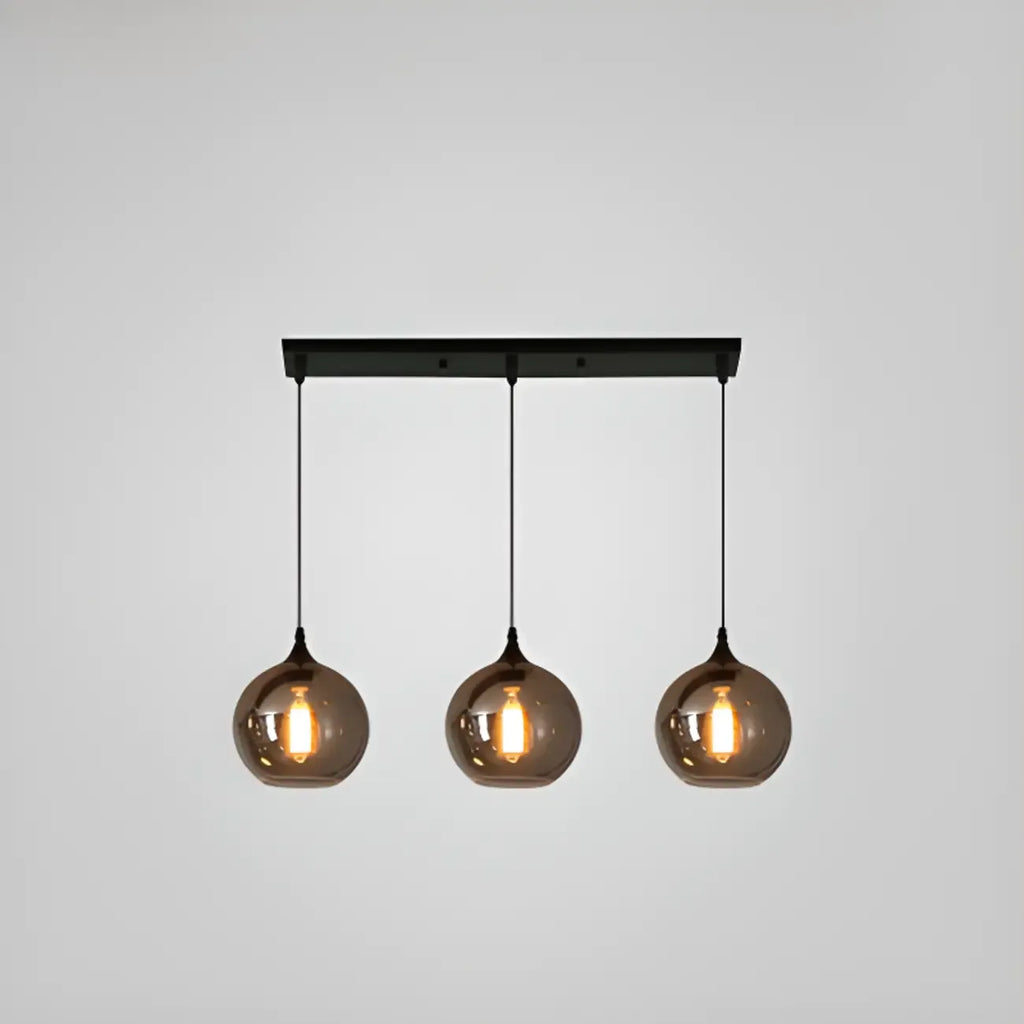 Suspension moderne en verre gris pour îlot de cuisine