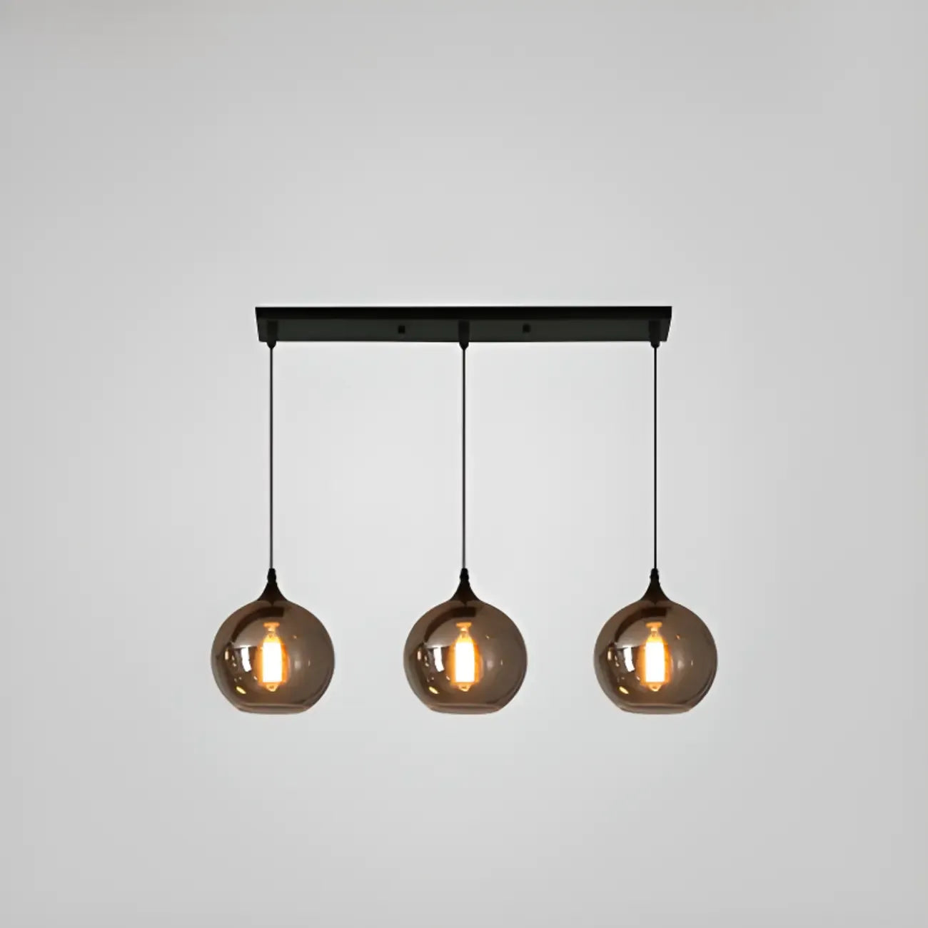 Suspension moderne en verre gris pour îlot de cuisine