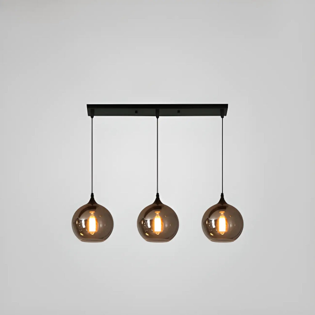 Suspension moderne en verre gris pour îlot de cuisine