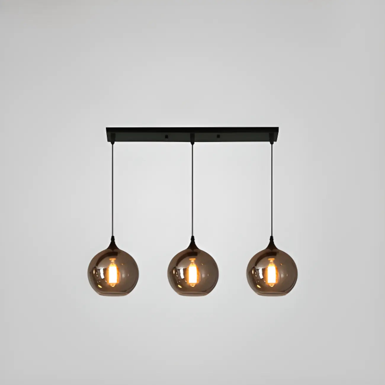 Suspension moderne en verre gris pour îlot de cuisine