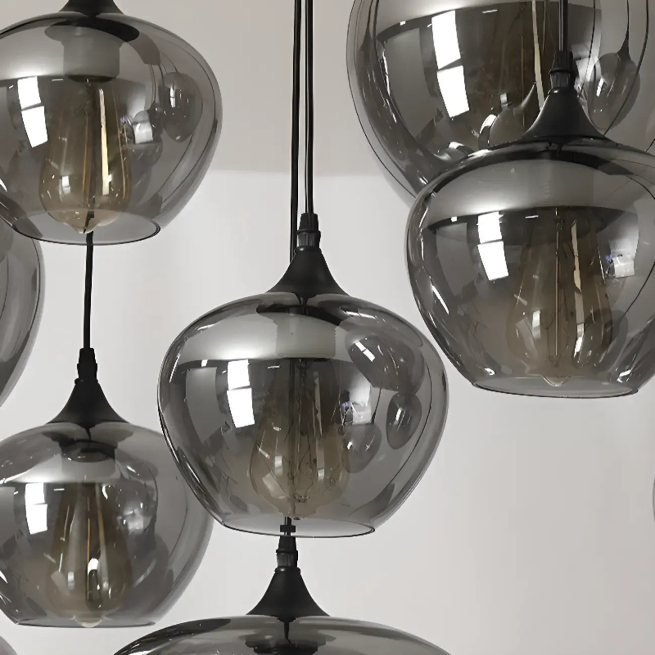 Suspension moderne en verre gris pour îlot de cuisine