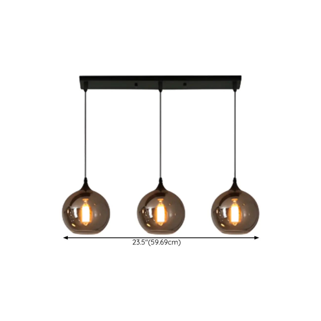 Suspension moderne en verre gris pour îlot de cuisine