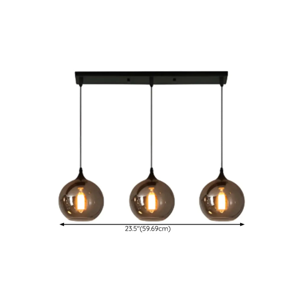 Suspension moderne en verre gris pour îlot de cuisine