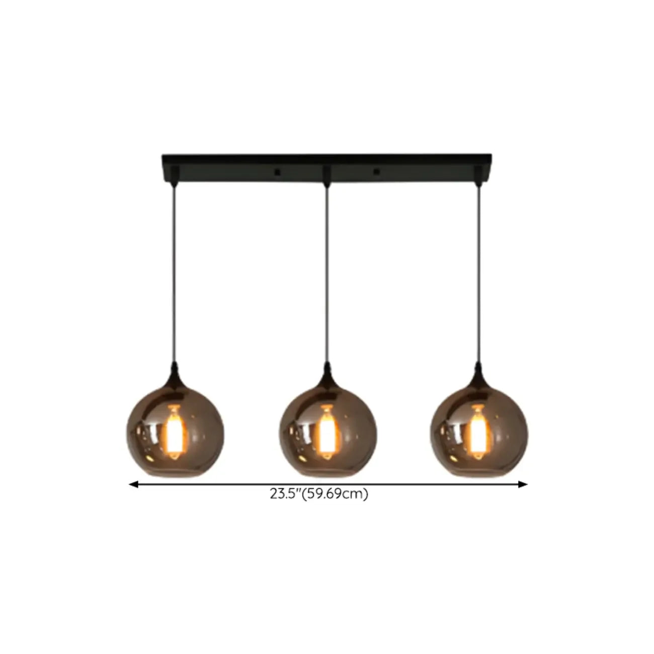 Suspension moderne en verre gris pour îlot de cuisine