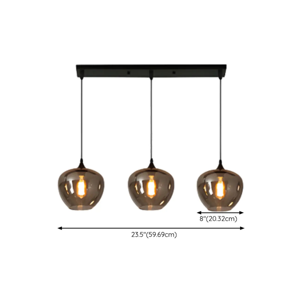 Suspension moderne en verre gris pour îlot de cuisine