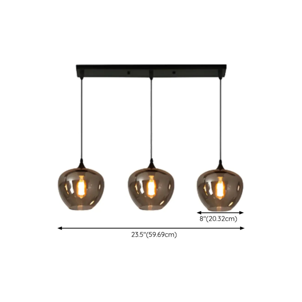 Suspension moderne en verre gris pour îlot de cuisine