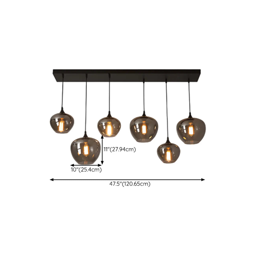 Suspension moderne en verre gris pour îlot de cuisine