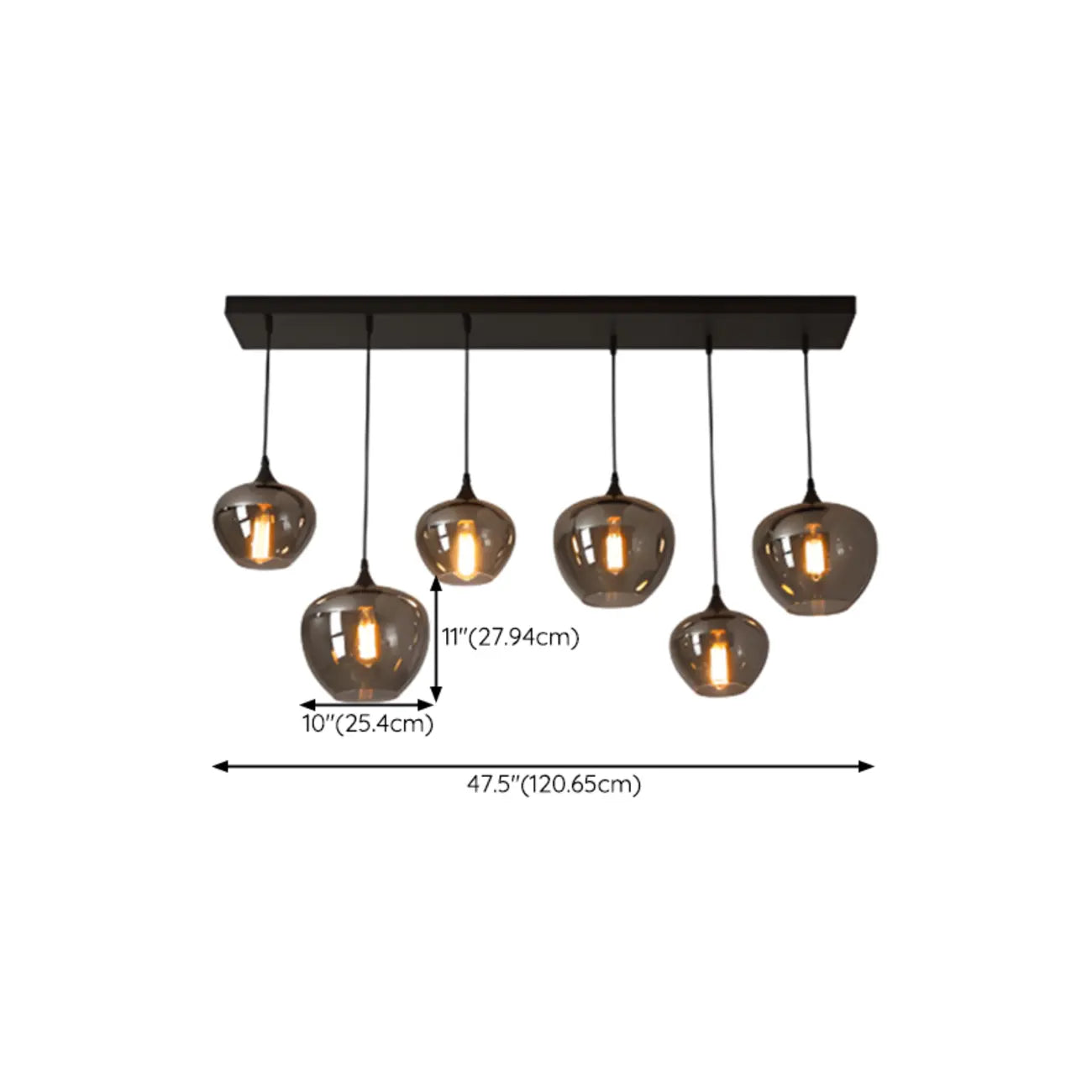 Suspension moderne en verre gris pour îlot de cuisine