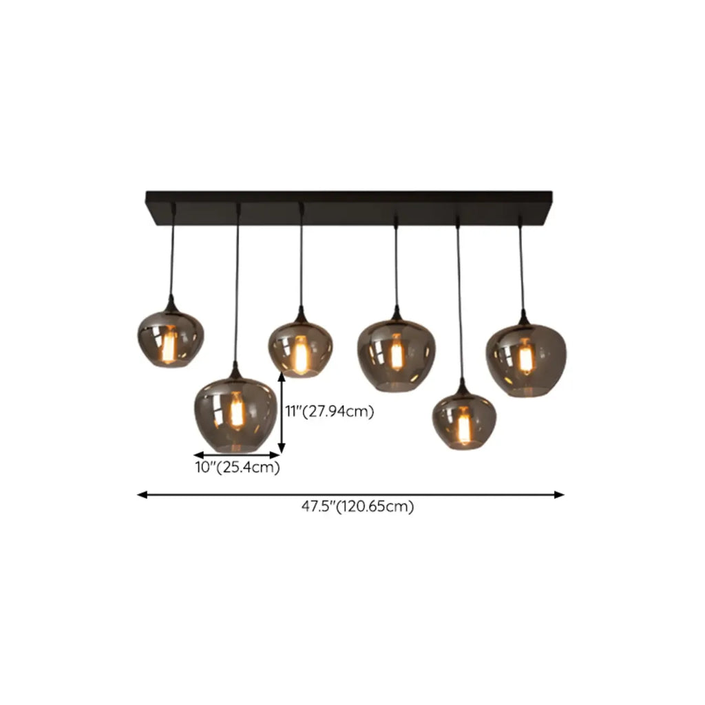 Suspension moderne en verre gris pour îlot de cuisine