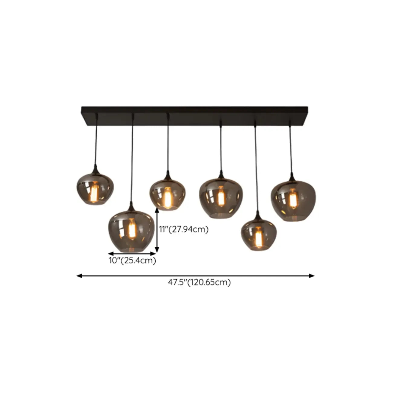 Suspension moderne en verre gris pour îlot de cuisine