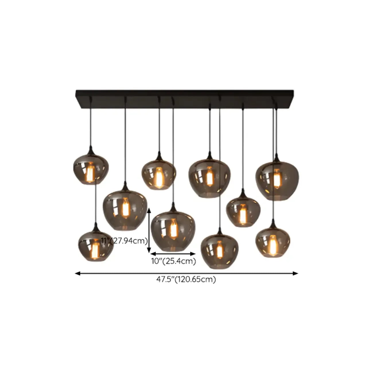 Suspension moderne en verre gris pour îlot de cuisine