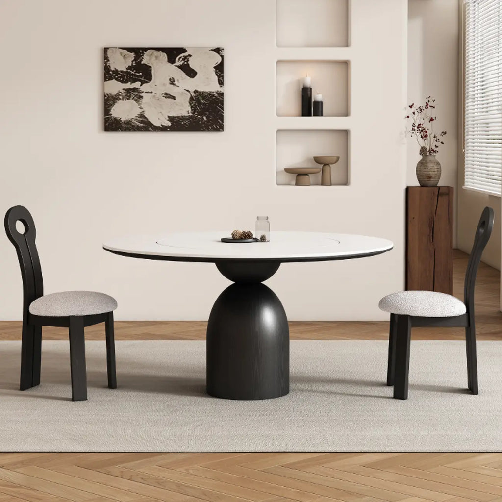 Table de salle à manger ronde en bois noir simple