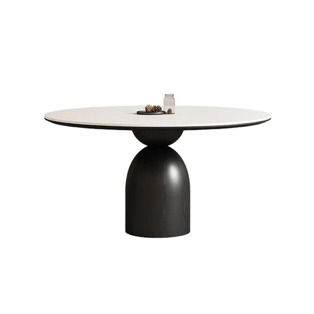 Table de salle à manger ronde en bois noir simple