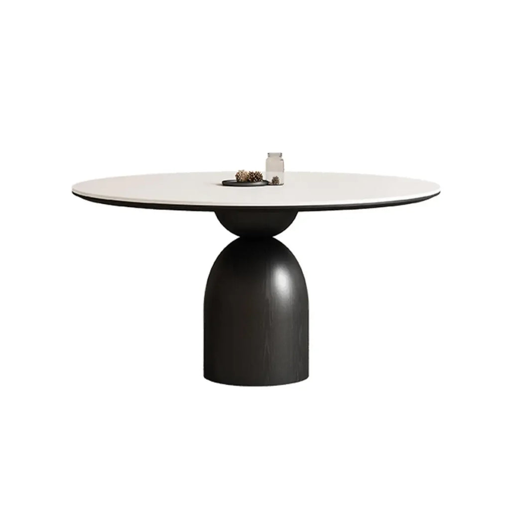 Table de salle à manger ronde en bois noir simple