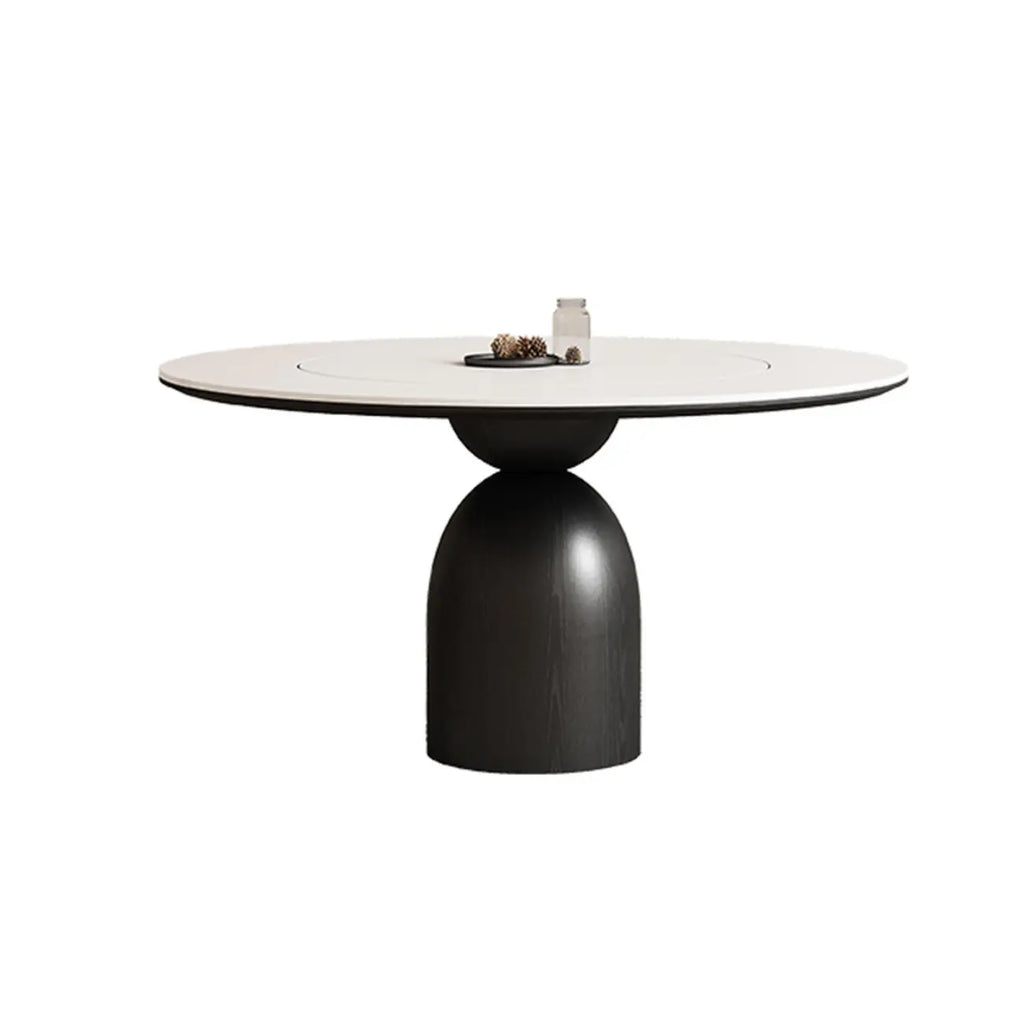 Table de salle à manger ronde en bois noir simple