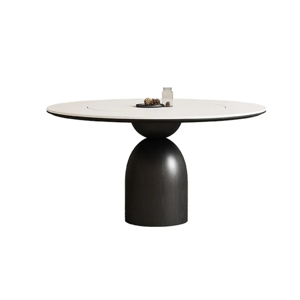 Table de salle à manger ronde en bois noir simple