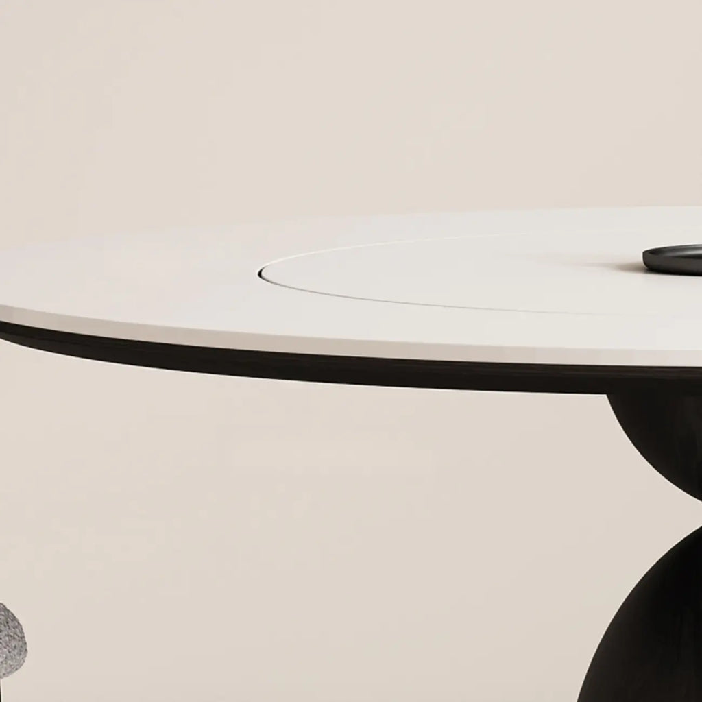 Table de salle à manger ronde en bois noir simple
