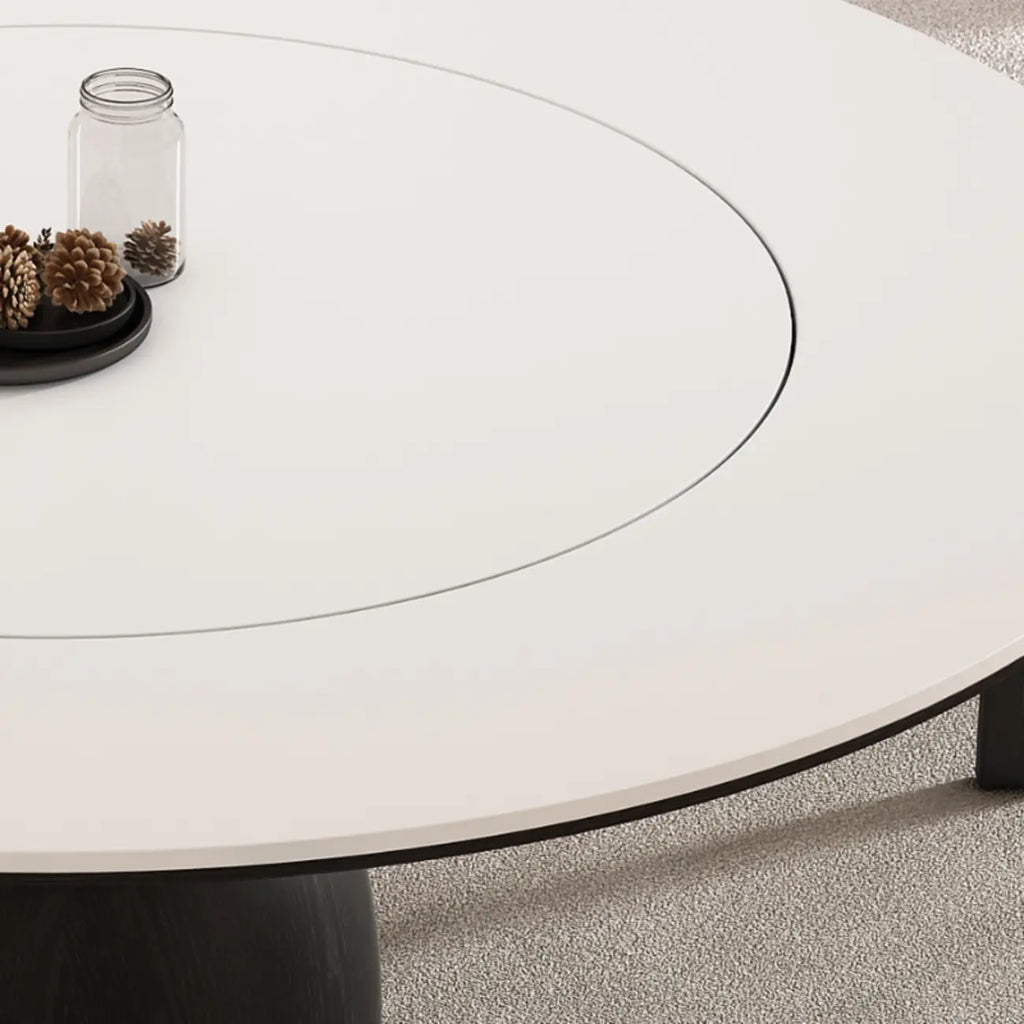 Table de salle à manger ronde en bois noir simple