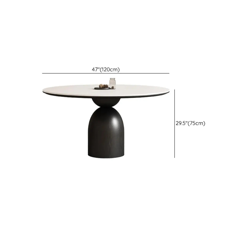 Table de salle à manger ronde en bois noir simple