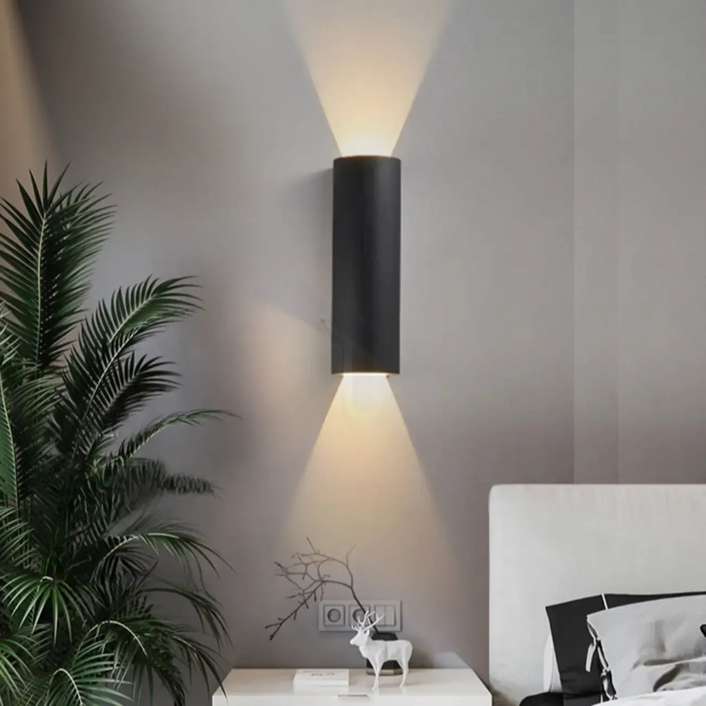 Applique murale cylindrique miniature en métal, éclairage LED chaud, orientable vers le haut ou vers le bas