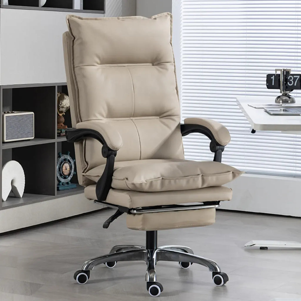 Fauteuil de direction inclinable moderne en cuir marron