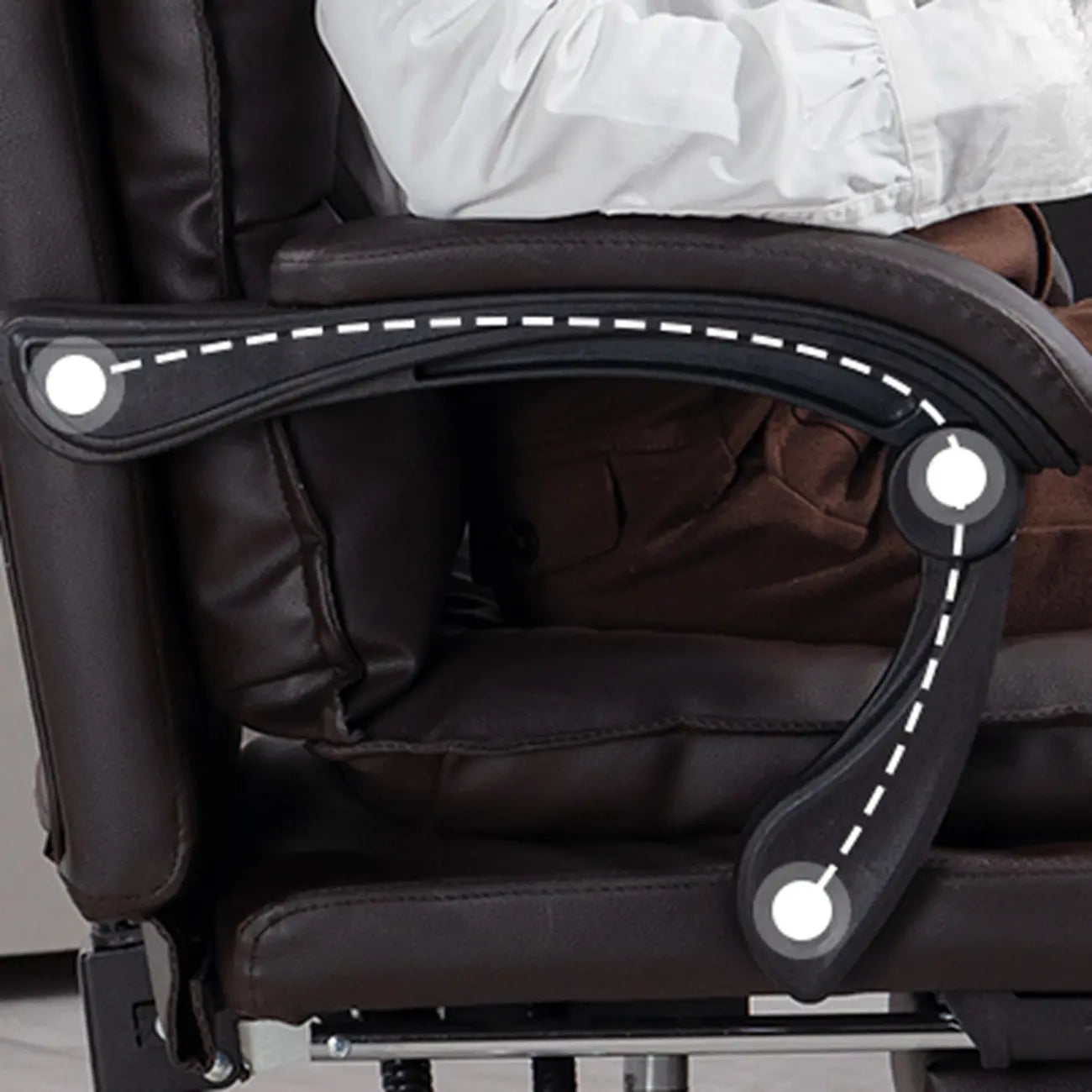 Fauteuil de direction inclinable moderne en cuir marron