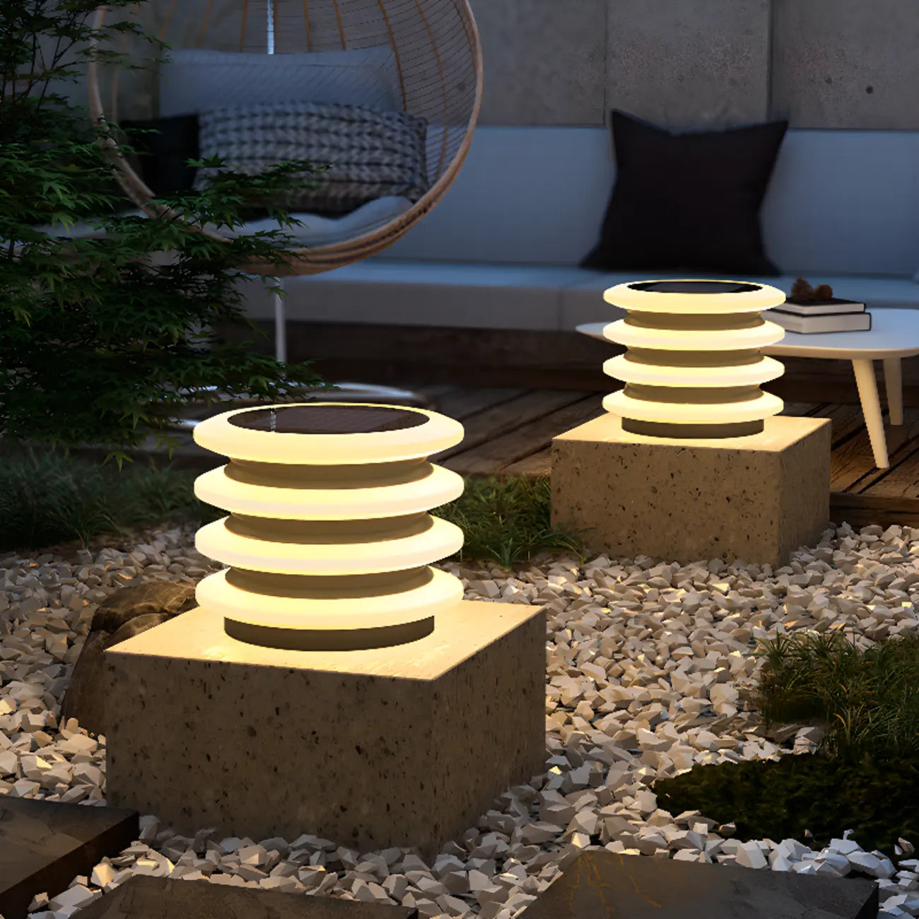 Lampadaires solaires cylindriques modernes à 4 couches pour l'extérieur