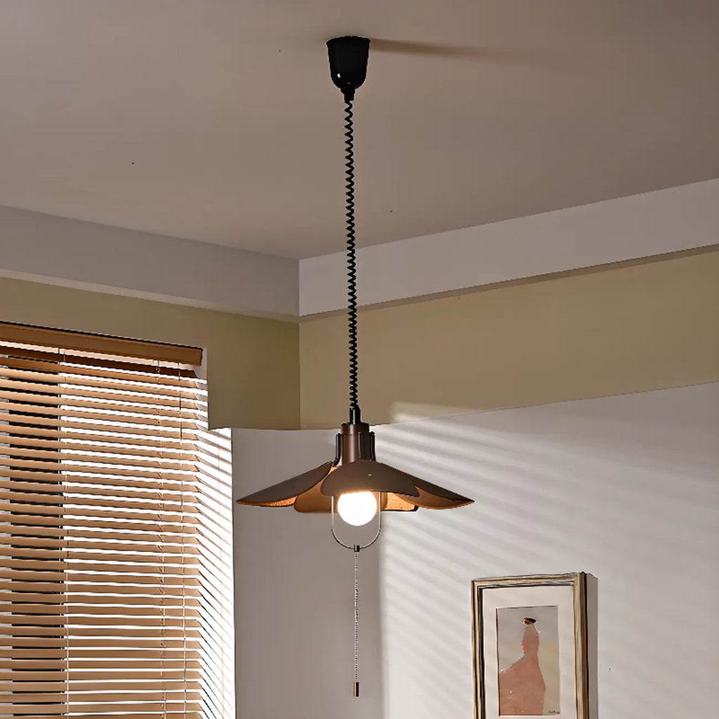 Suspension LED élégante en tissu marron Vintage Blossom