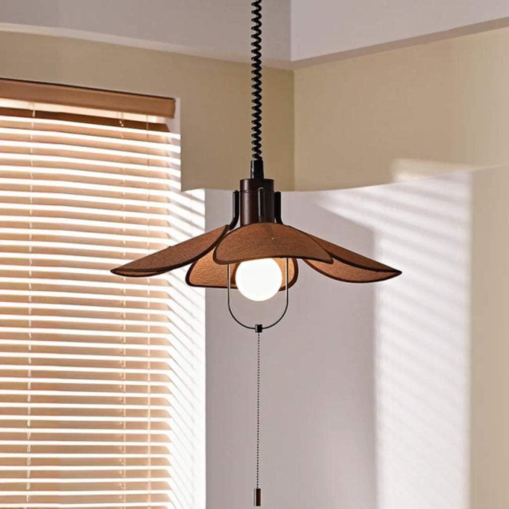Suspension LED élégante en tissu marron Vintage Blossom