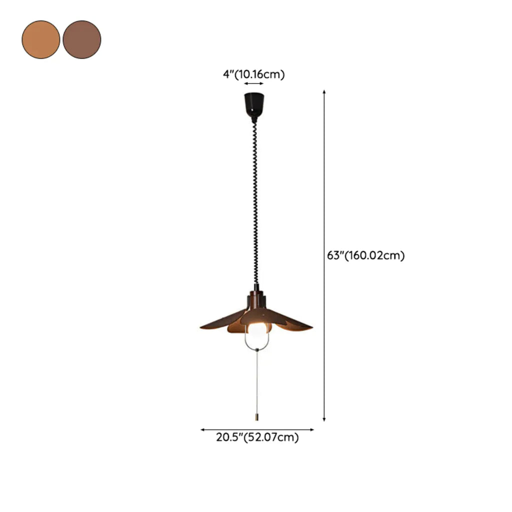 Suspension LED élégante en tissu marron Vintage Blossom