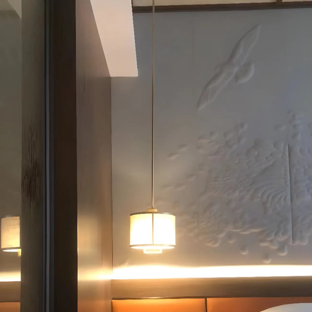 Suspension cylindrique élégante couleur ivoire pour intérieur