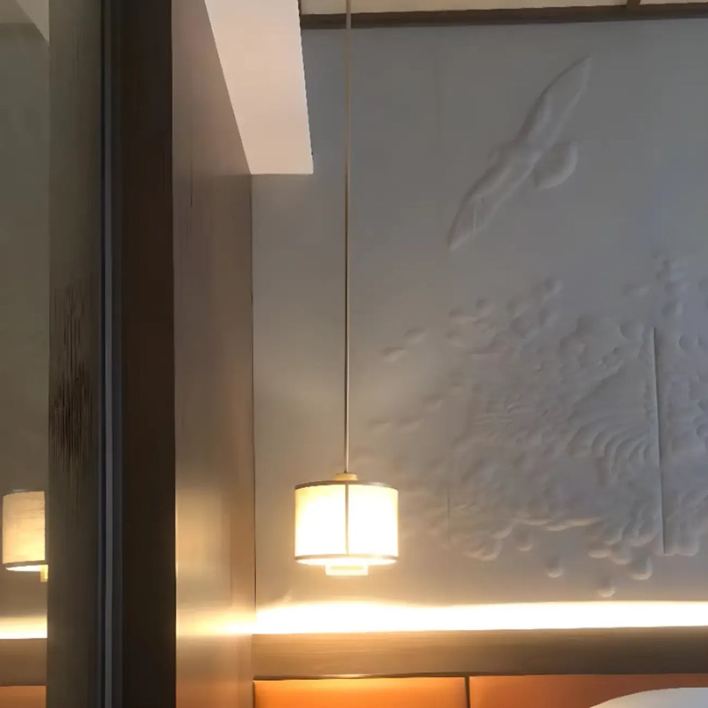 Suspension cylindrique élégante couleur ivoire pour intérieur