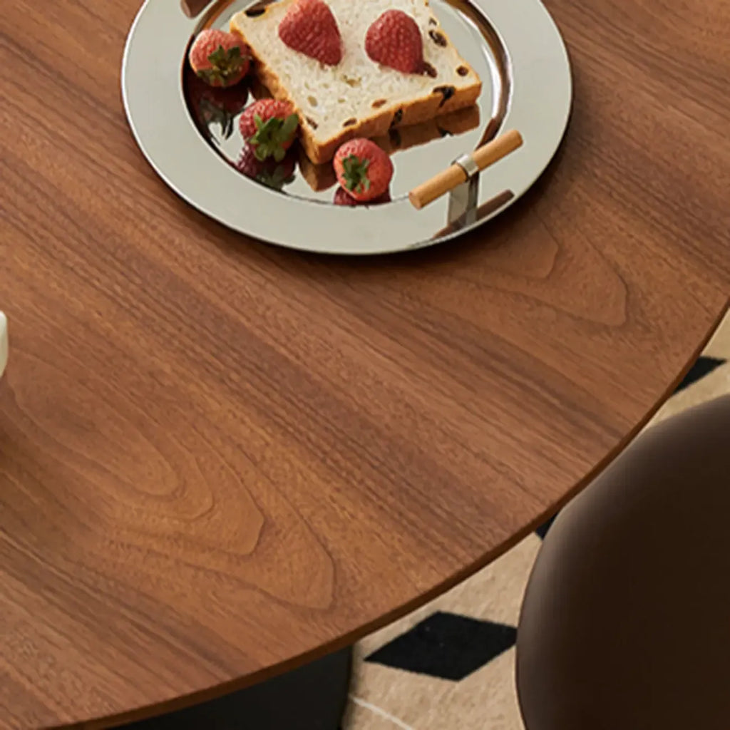 Table de salle à manger ronde décontractée en métal noir et bois