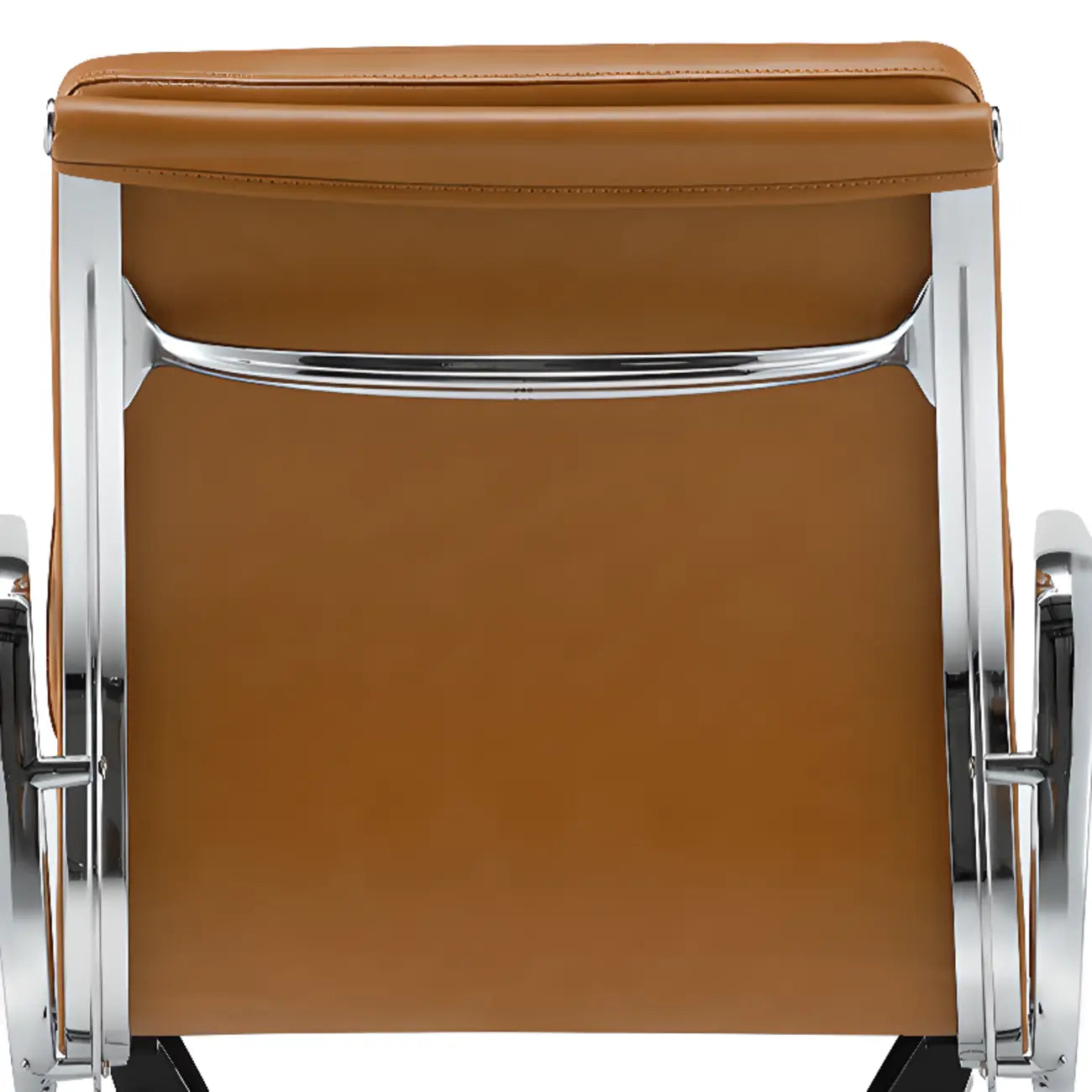 Fauteuil de bureau pivotant moderne en métal argenté et cuir blanc