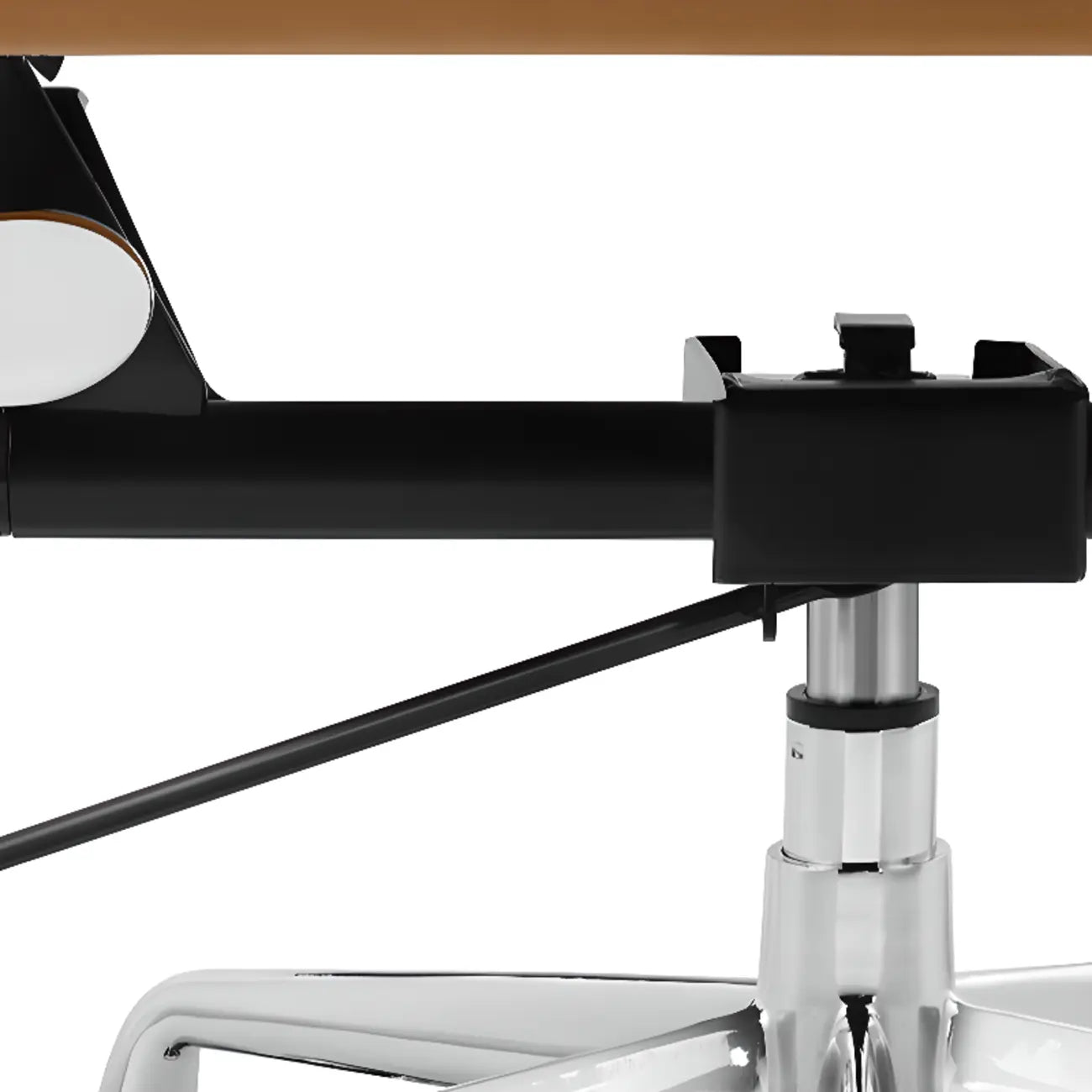 Fauteuil de bureau pivotant moderne en métal argenté et cuir blanc