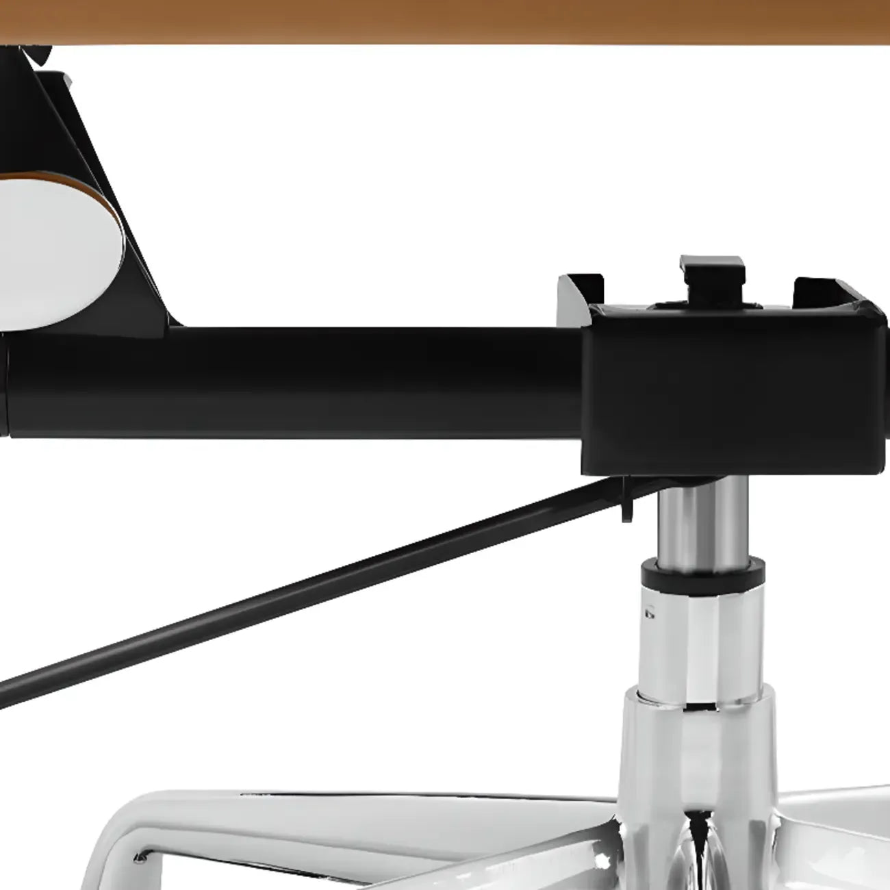 Fauteuil de bureau pivotant moderne en métal argenté et cuir blanc