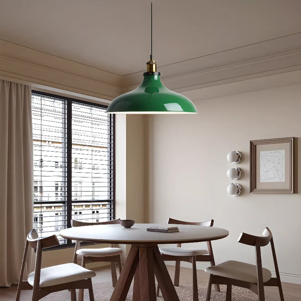 Suspension de salle à manger réglable en fer vert olive de style industriel