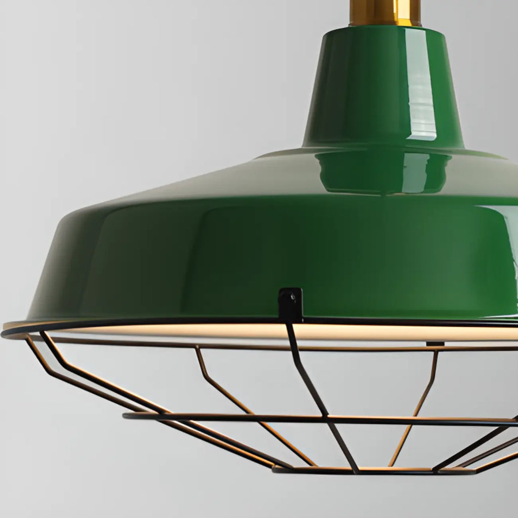 Suspension de salle à manger réglable en fer vert olive de style industriel