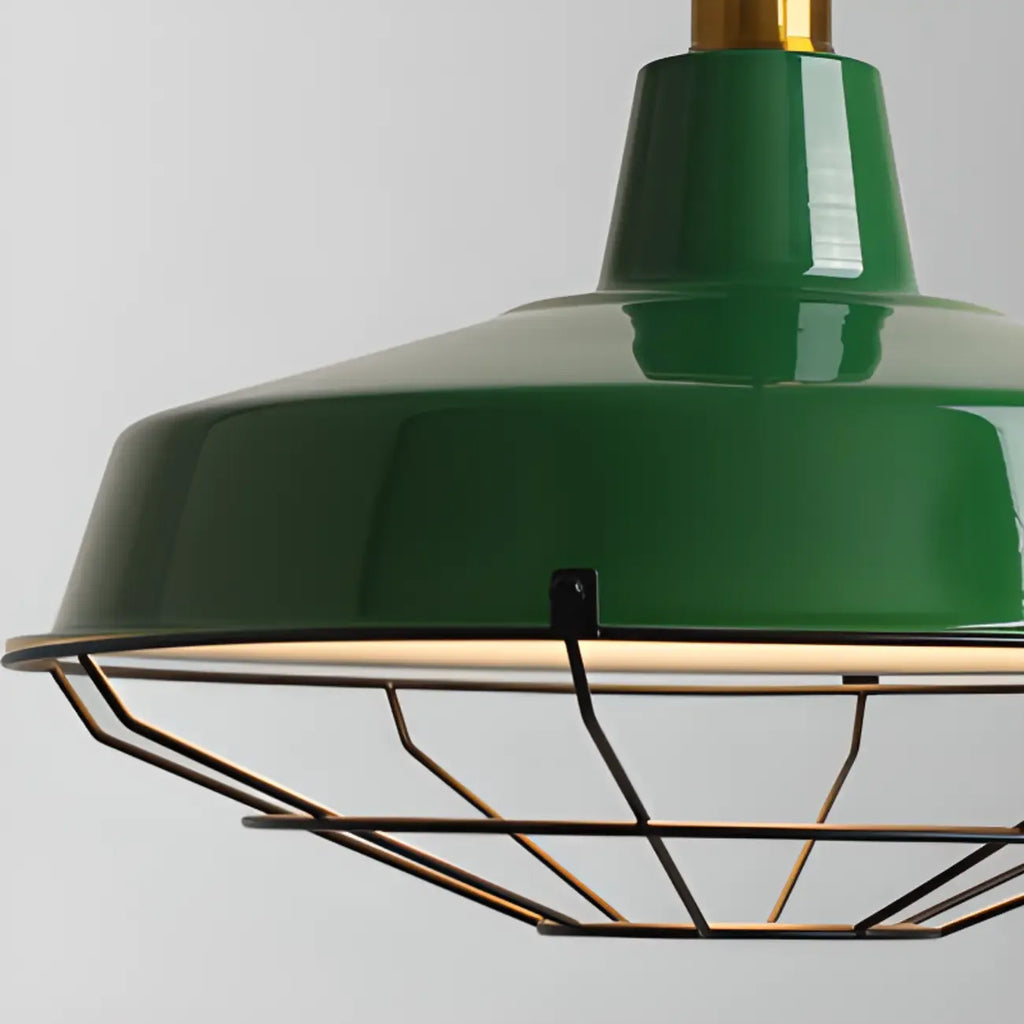 Suspension de salle à manger réglable en fer vert olive de style industriel