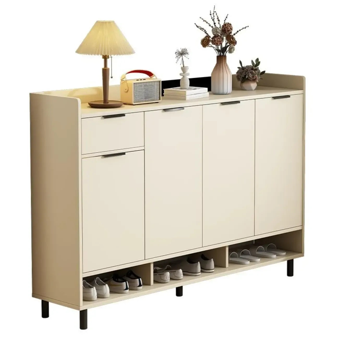 Armoire à chaussures en bois blanc cassé pour entrée