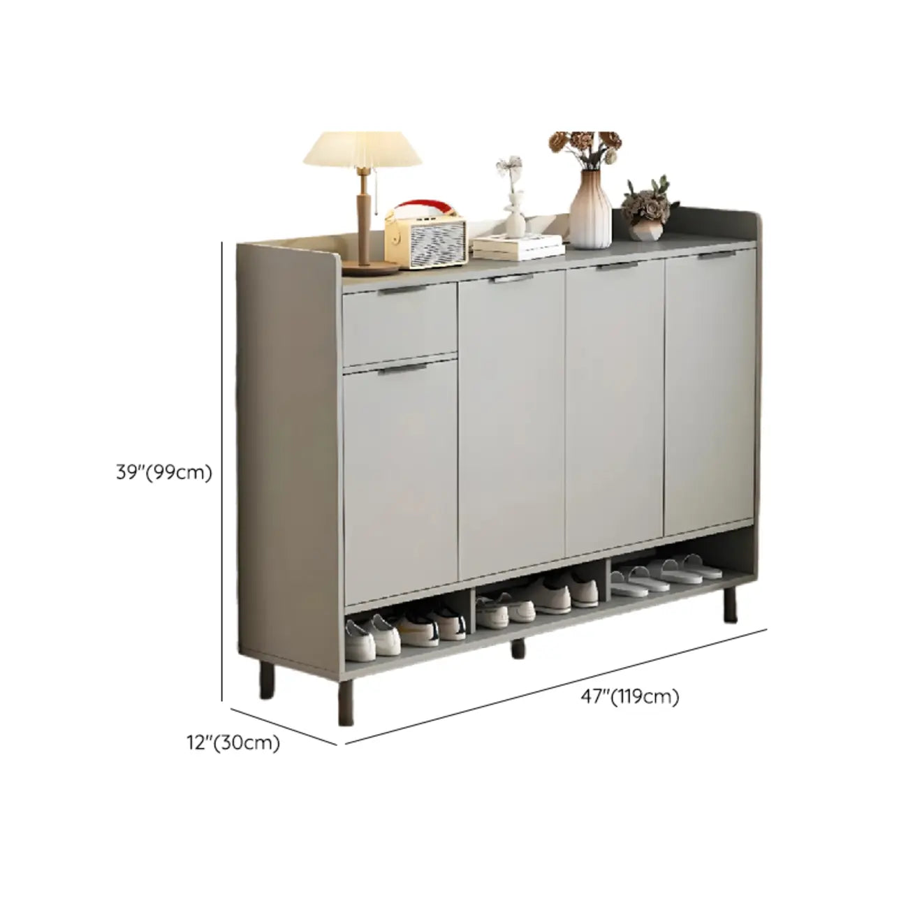 Armoire à chaussures en bois blanc cassé pour entrée