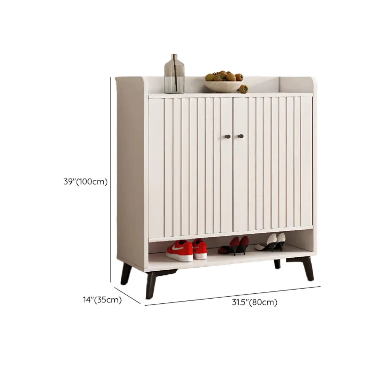 Armoire à chaussures en bois blanc cassé pour entrée